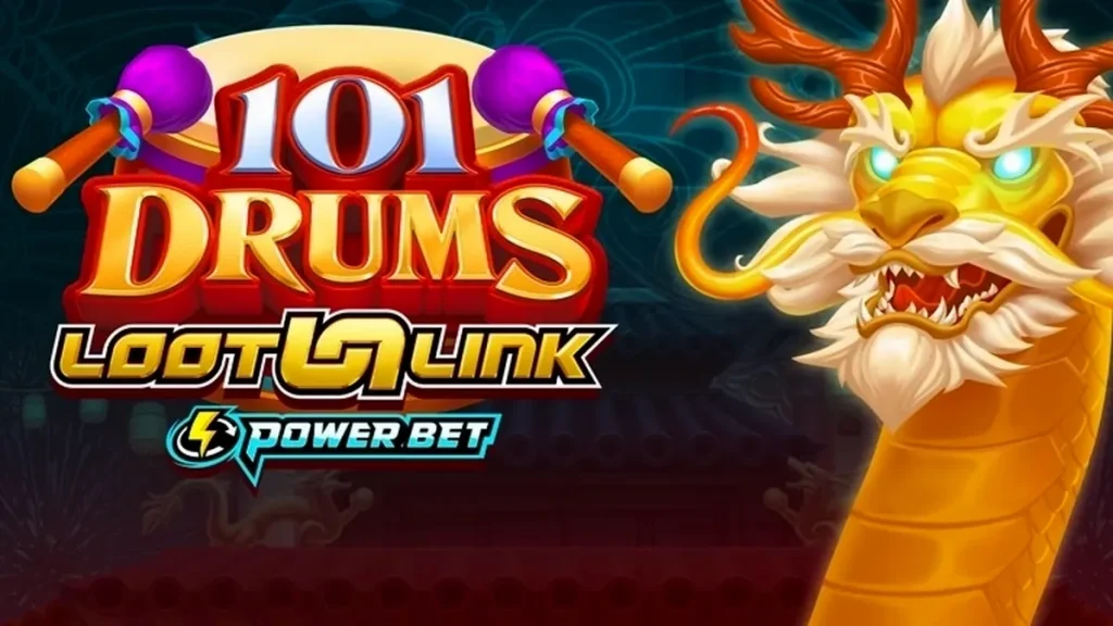 Tampilan visual mesin slot 101 Drums dengan latar belakang perkusi