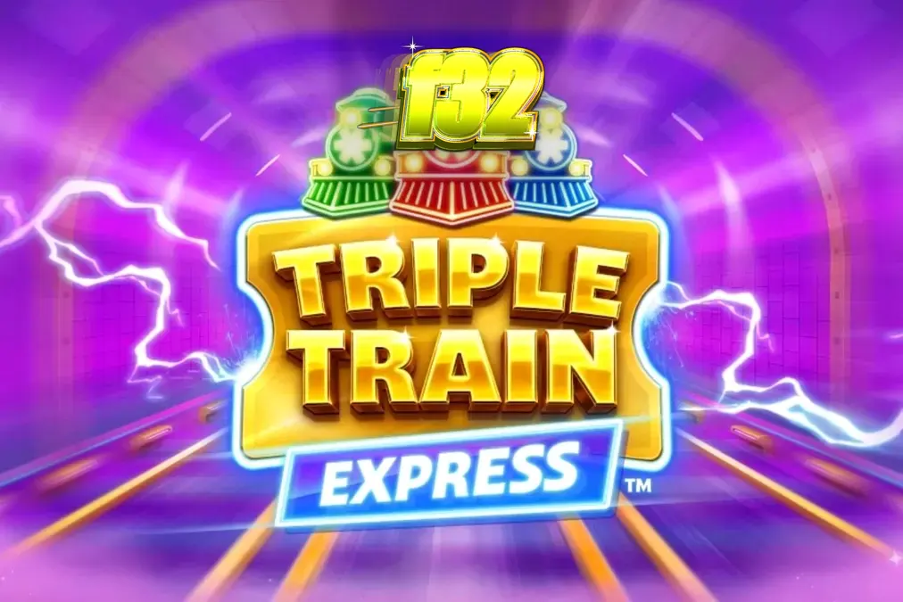 Tampilan visual futuristik dari slot Triple Train Express dengan nuansa neon